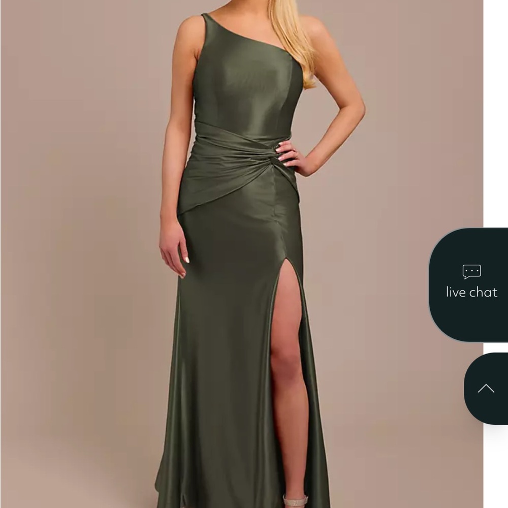 Elegant Olive Green One-Shoulder Dress
